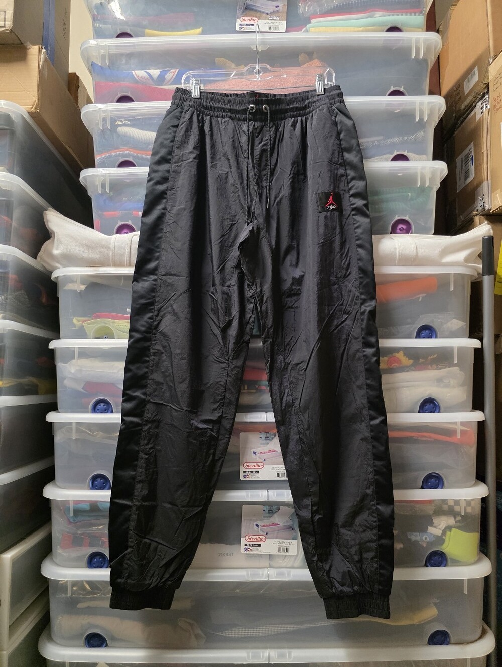 Jordan 4 Men's Black Jogger Pants Sz L Drawstring Elastic Waist Pockets